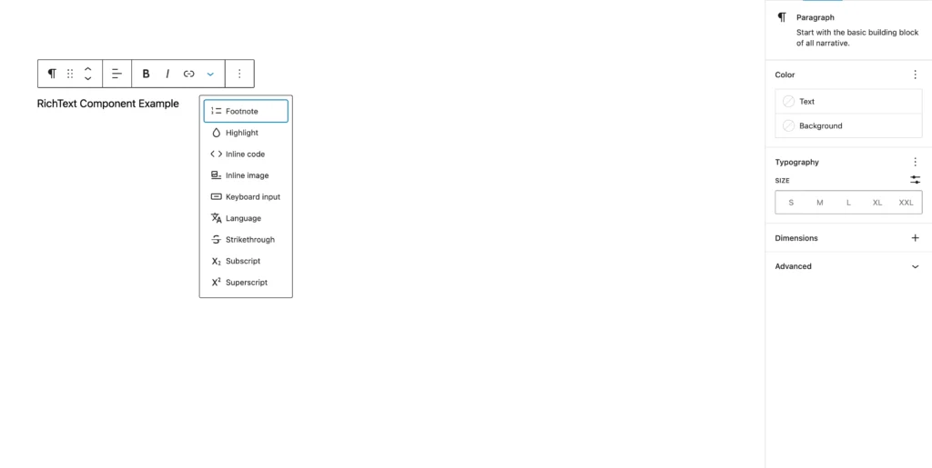 RichText Component in Gutenberg