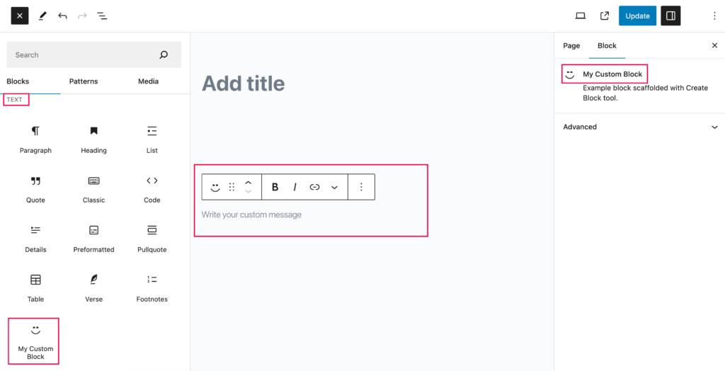 custom gutenberg block